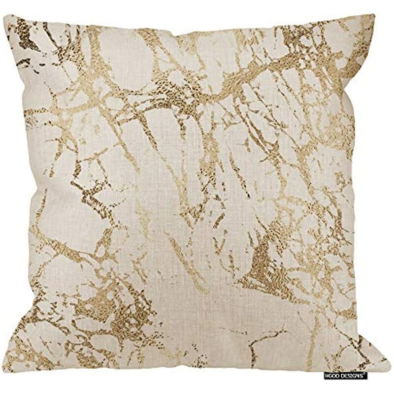 Housse de coussin carrée en marbre avec veines dorées pâle, taie d'oreiller décorative pour la maison