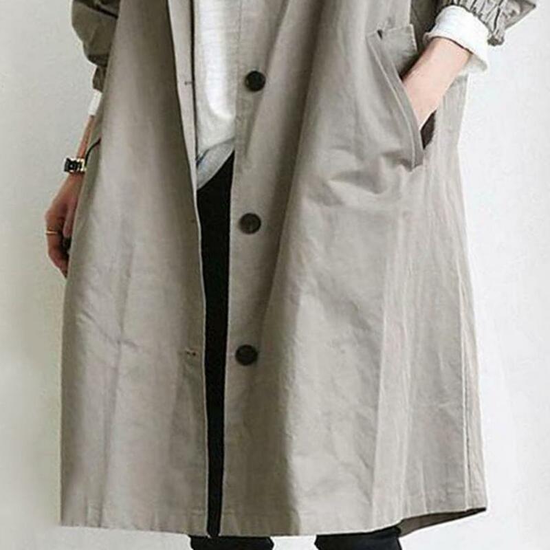 Casaco feminino elegante de inverno de comprimento médio, jaqueta clássica feminina, trench coat leve, chique