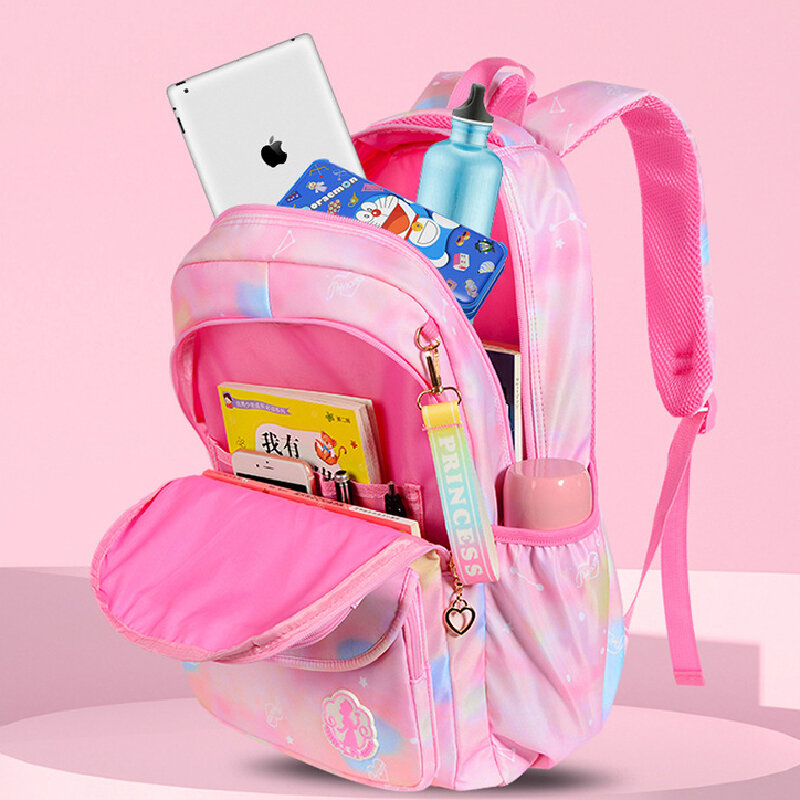Школьный рюкзак для девочек для начальной принцессы, водонепроницаемые детские портфели для учеников 1-3-6 классов