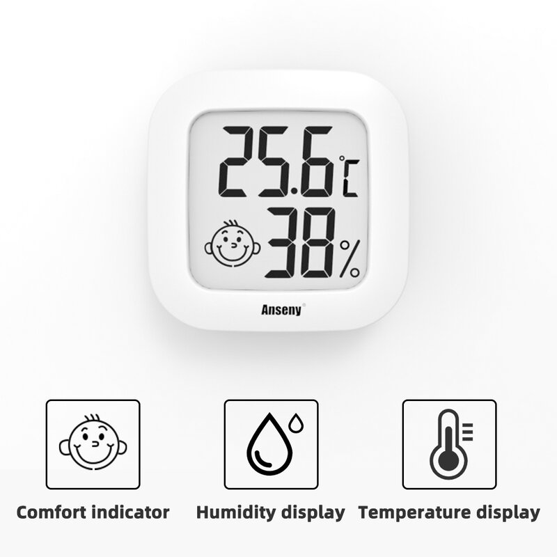 Mini LCD Termômetro Digital, Higrômetro Interior e Exterior, Sensor de Temperatura, Medidor de Umidade, Hidrômetro Doméstico, Ferramenta Calibre