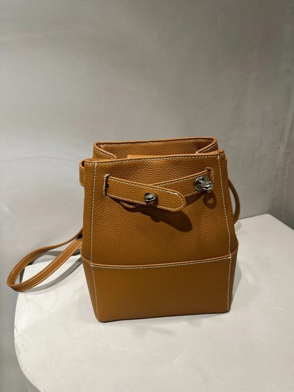 Jenny&Dave Retro Large Capacity Bucket Bag Backpack  Bag Women Cowhide French Bag Minimalist Genuine Leather