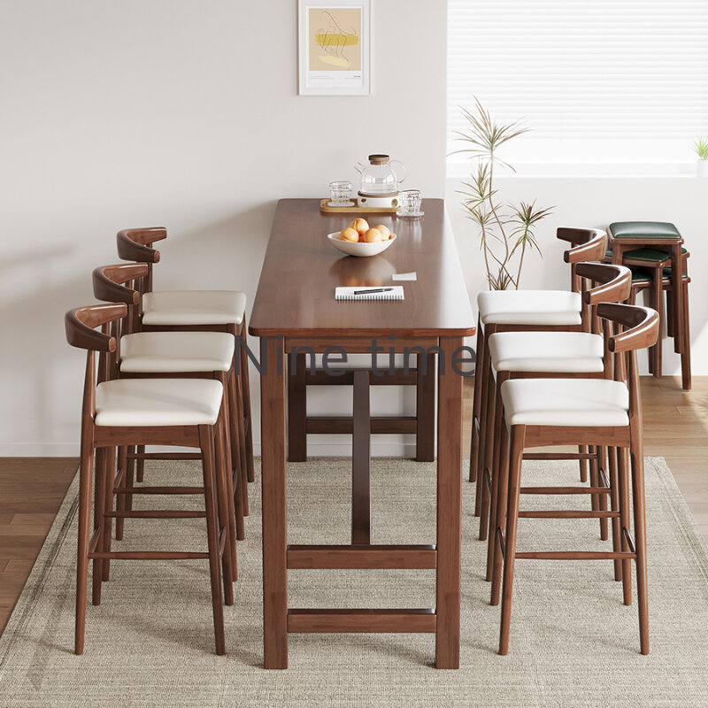 Meja dapur, meja Bistro seni panjang Modern dengan meja makan Industri