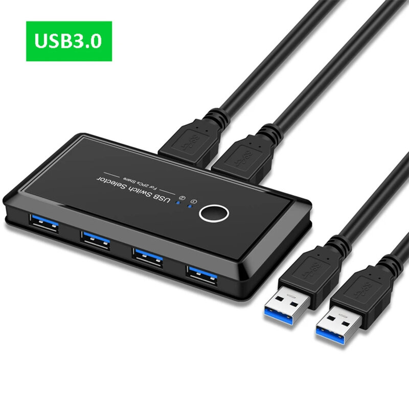 USB KVM Switch Anschluss USB 3,0 2,0 Switcher Adapter 2 PC Port Sharing 4 USB-Geräte USB-Hub für Tastatur Maus Drucker Monitor