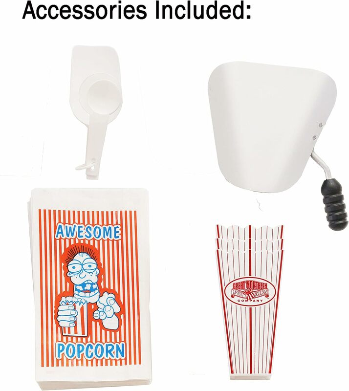 Movie Night Popcorn Machine - 3-Gallon Antique Popper with Cart, 8oz Kettle, Old Maids Drawer, Warming Tray, and Scoop