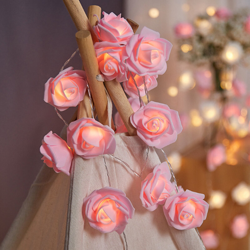 1.5m 10 ledów różowych łańcuchy świetlne czerwono/różowo/biała róża świecący bajkowy łańcuch domu wystrój ogrodu walentynki DIY wystrój materiały ślubne