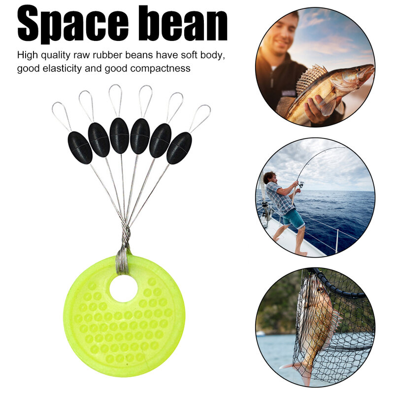 Borracha Oval Stopper Pesca Float, Silicon Space Bean Sea Carp, Fly Pesca Bobber, preto, 10, 20 Grupo Set, 60 pcs, 120pcs