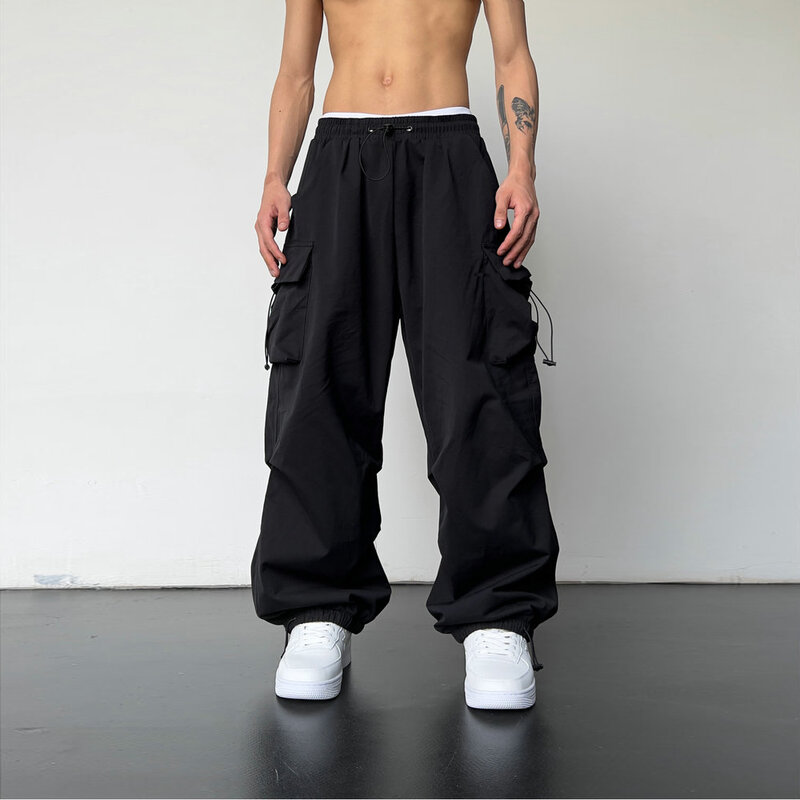 Pantalon cargo multi-poches pour hommes et femmes, pantalon de jogging décontracté Harajuku, jambe large adt, streetwear, printemps, été