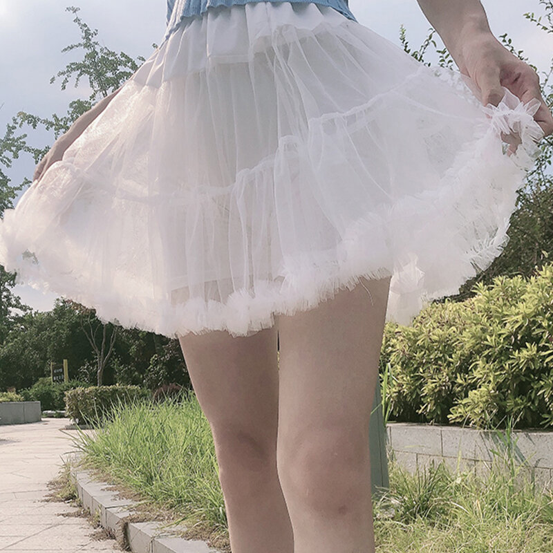 Falda de hilo suave lolita Jk deshuesada, enagua ajustable de soporte, falda de poncho diario, cosplay