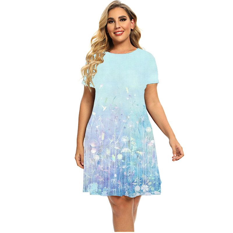 女性のためのレトロな花柄のドレス,半袖の夏服,大きいサイズ,十分な,カジュアル,3Dプリント,2023