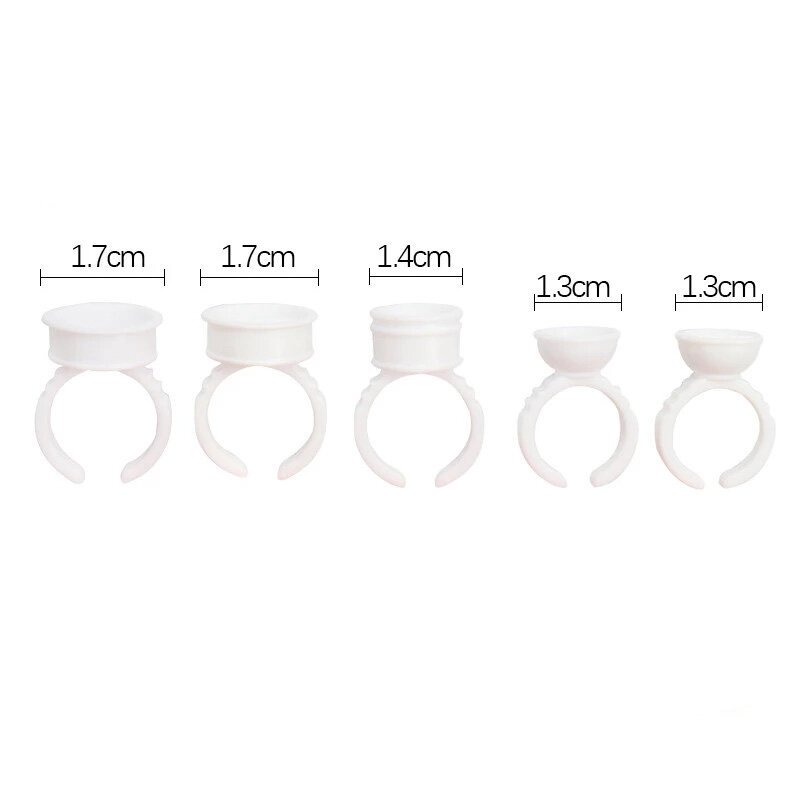 100pcs Disposable White Eyelash Glue Ring Cup Holder Container Tattoo Pigment Eyelash Extension Tools Lash Supplies Accessories