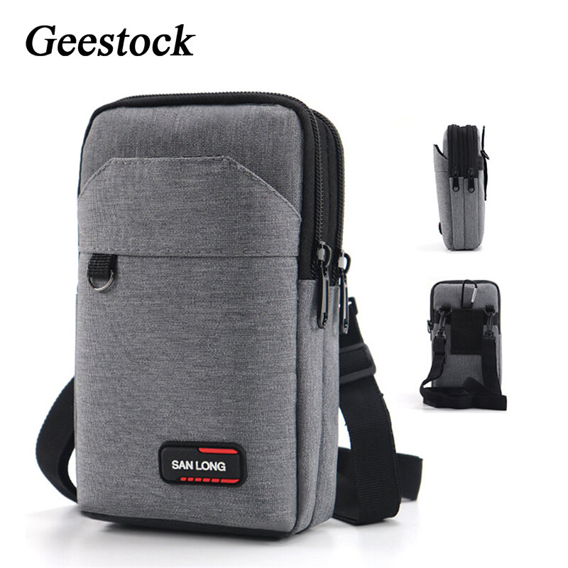 Geestock-riñonera impermeable para hombre, bolsa de doble capa para teléfono, cinturón para exteriores, bandolera