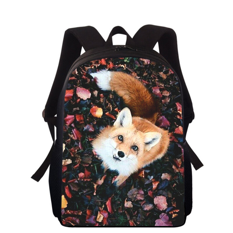 Autumn leaves fall fox cute cartoon 15” 3D Kids Backpack Primary School Bags for Boys Girls Back Pack Students School Book Bags