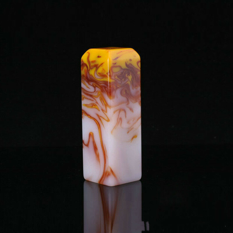 New Natural Xinjiang Gobi Floating Flower Color Jade Seal Square Fashion Decoration Handicraft Seal Cutting Stationery Jewelry