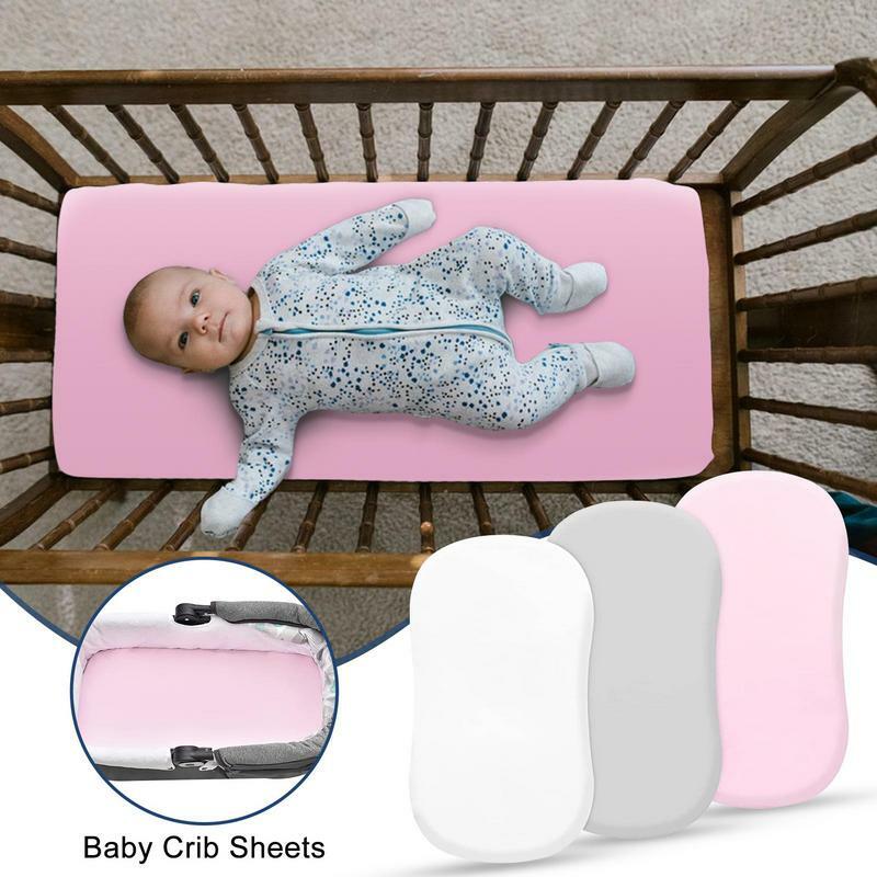 Set seprai tempat tidur bayi, Set seprai tempat tidur bayi elastis nyaman, bantalan kasur balita 3 buah untuk bayi anak-anak