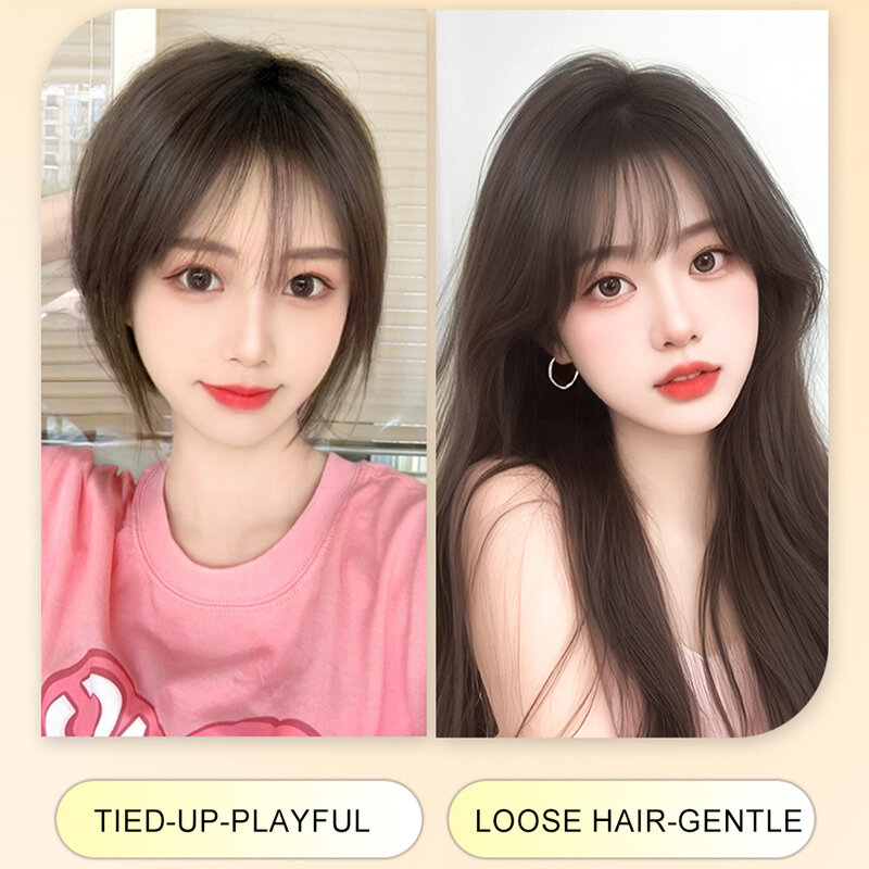 Klip dalam poni 100% rambut manusia asli, wig rambut poni palsu 360 ° klip penutup pada poni untuk pakaian sehari-hari wanita