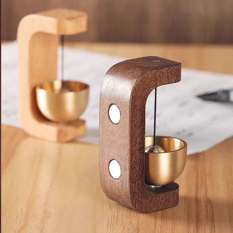 Solid Wooden Doorbell Aesthetic Magnetic Brass Wind Chimes Wireless Doorbell Entrance Door Bell Pendant Home Decor Minimalism