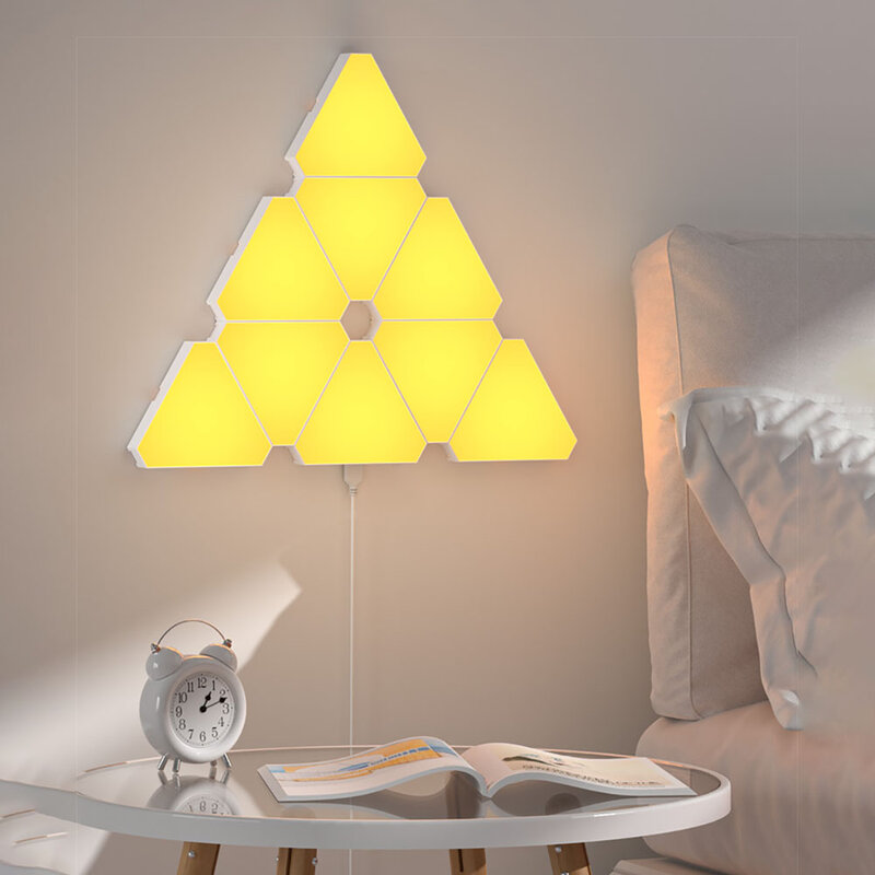 Led三角量子壁ランプ、スマートピックアップリズム、ベッドルームの背景光、ベッドサイドの夜の光、オフィスの装飾、rgb