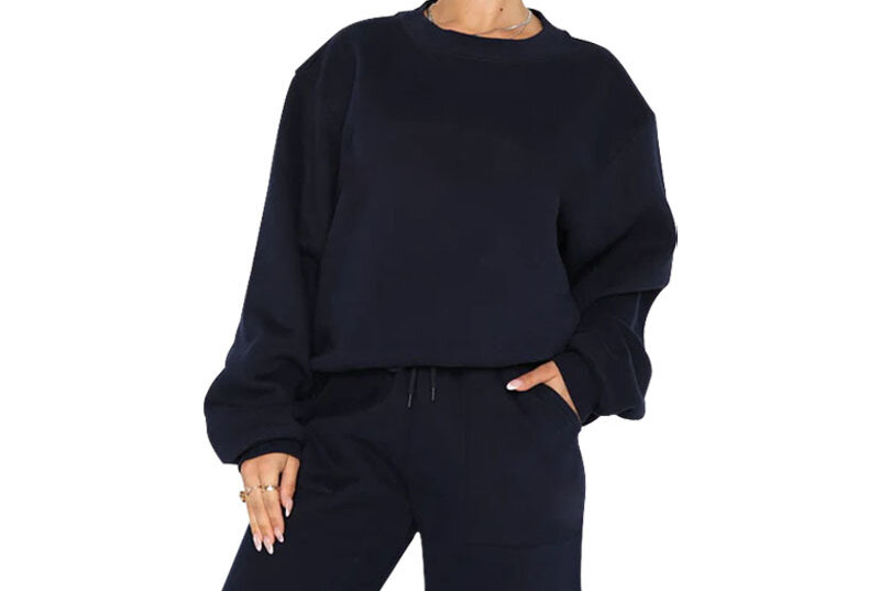 女性のラウンドカラーと長袖セーター,新しい秋冬コレクション,無地,カジュアルファッション,パンツセット
