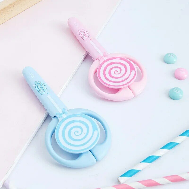 1PCS Mini Kids Scissors Kawaii Lollipop Safety Sleeve Stainless Steel  Student Scissors Cutting Stationery School Supplies