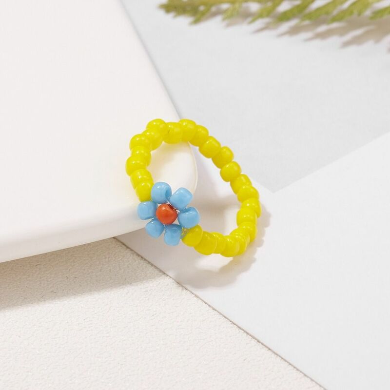 Женское кольцо с бусинами ручной работы, разноцветное кольцо в Корейском стиле, Без размера