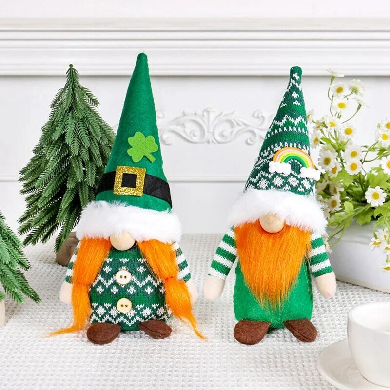St Patricks Day Kabouters Set Van 2 St Patrick 'S Day Geschenken, Gezichtsloze Oudere Irse Festisval Opknoping Ornament Voor Woondecoratie