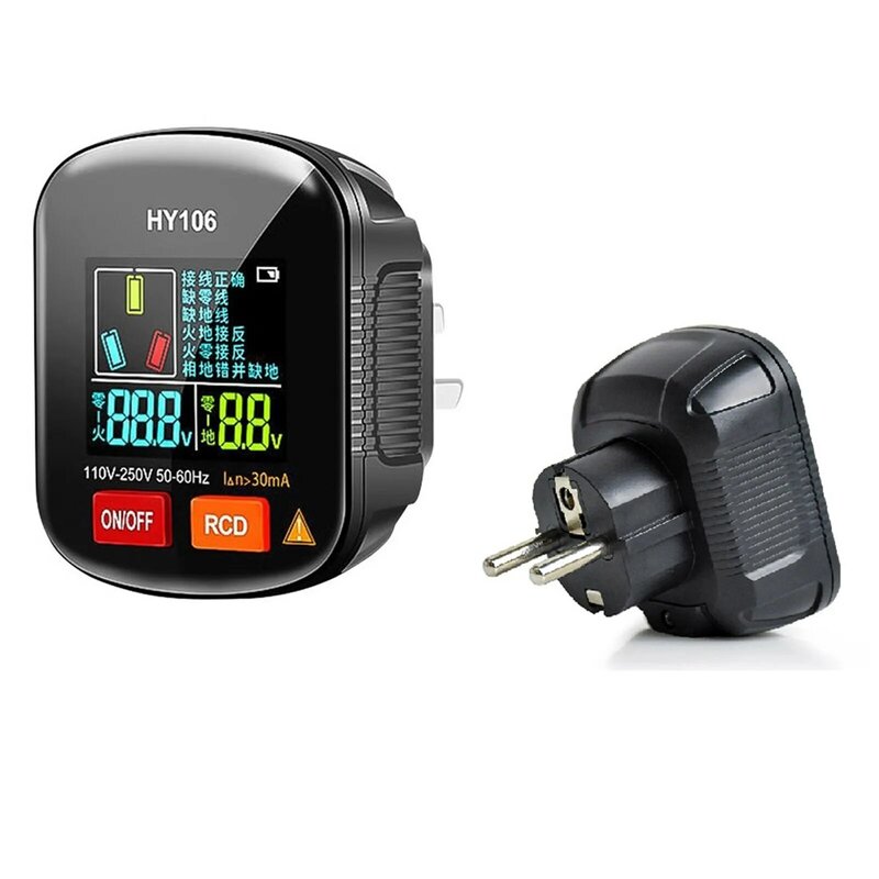 Multifunctional Socket Tester with Leakage Protection and Digital Display Screen HY106 Remind 2 Replace Battery