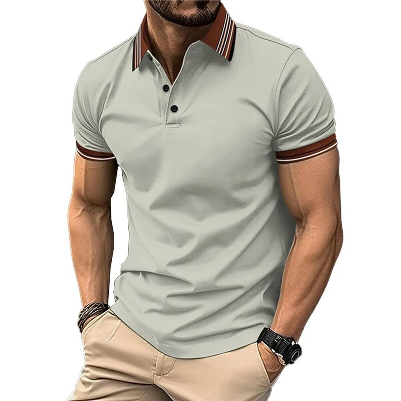 Casual Top T Shirt Men Short Sleeve Holiday Soft Stylish Summer Turn-Down Collar Comfortable Daily High Quality