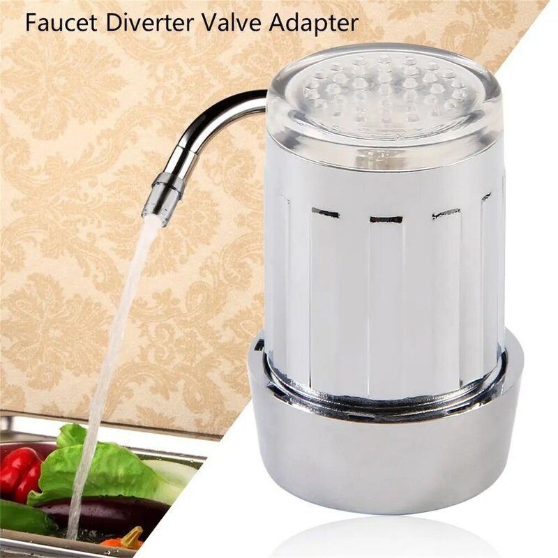 High Quality 7 Colors Unique LED Light Water Glow Faucet Tap Stainless Steel Water Tap + Faucet Diverter Valve Adapter Connector