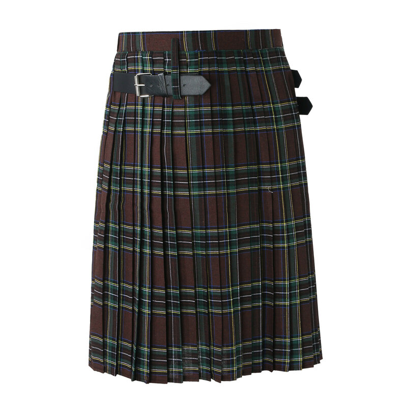 Men'S Plaid Pleated Skirt Scottish Traditional Fashion Costume Stage Performance Skirt Casual Retro Scottish Style Skirt