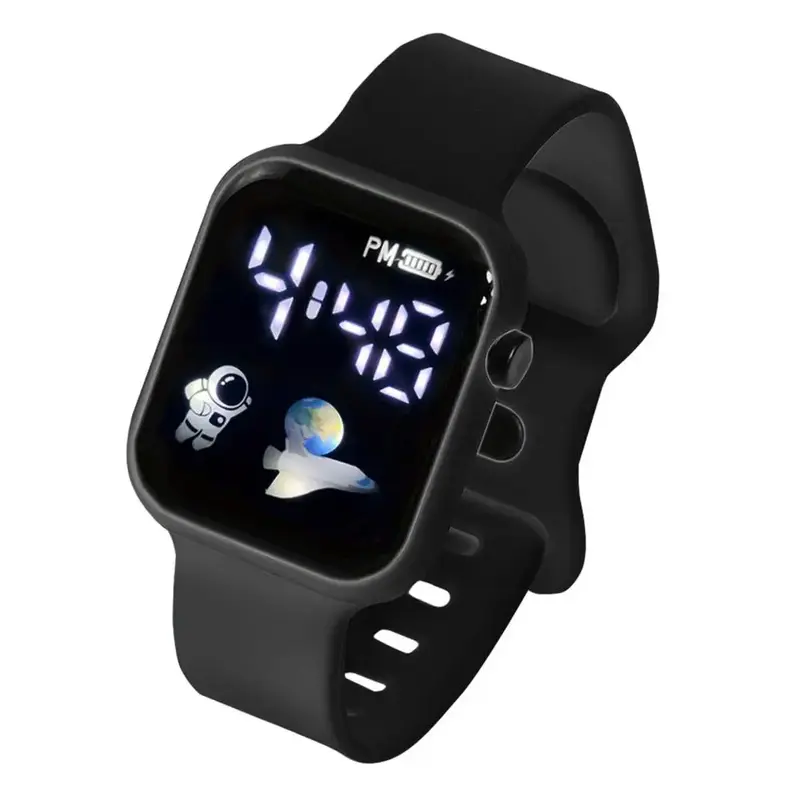 スペースマン-子供用LEDデジタル時計,シリコンブレスレット,防水電子腕時計,男の子と女の子へのギフト
