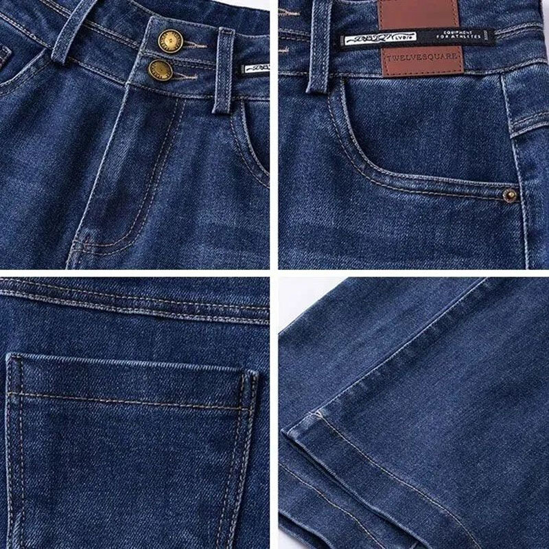 Dameskleding Mode Eenvoud Hoge Taille Jeans 2023 Lente Herfst All-Match Knoop Vintage Wijde Pijpen Denim Broek Voor Dames