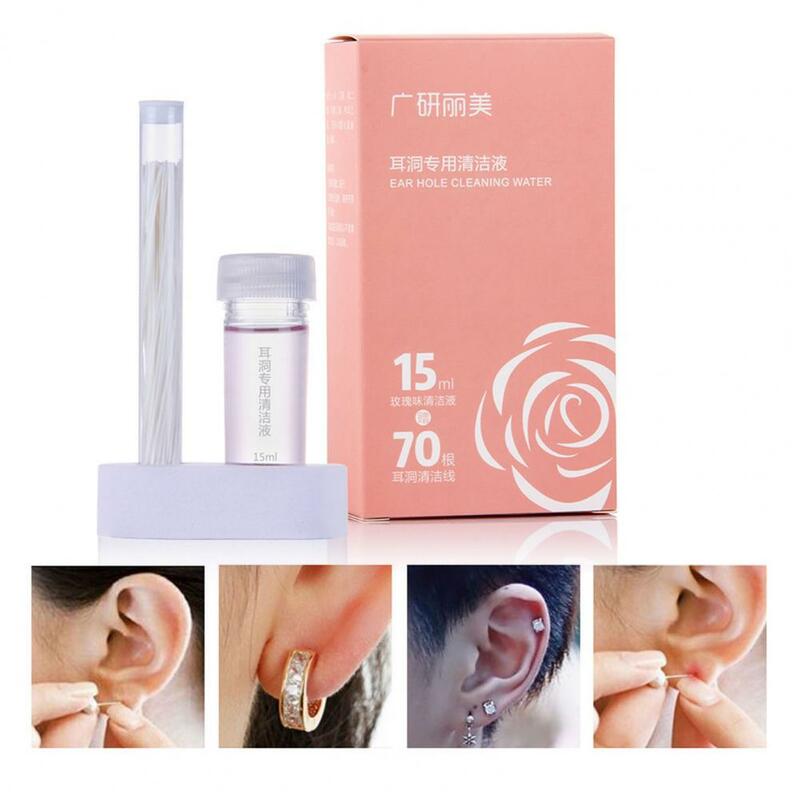 Washi pembersih telinga lubang telinga, 1 Set Pembersih tindik telinga, tahan lama, air pembersih lubang telinga, tali tindik telinga, garis pembersih untuk wanita