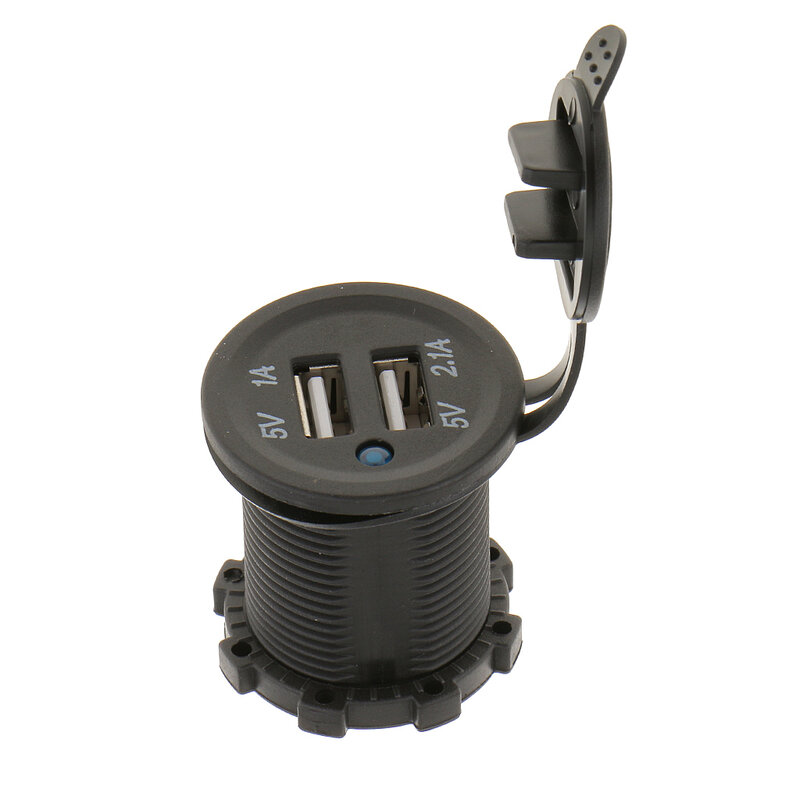 شاحن USB مزدوج مقاوم للماء ، منفذ مأخذ للدراجات النارية ، LED ، 12 فولت-24 فولت
