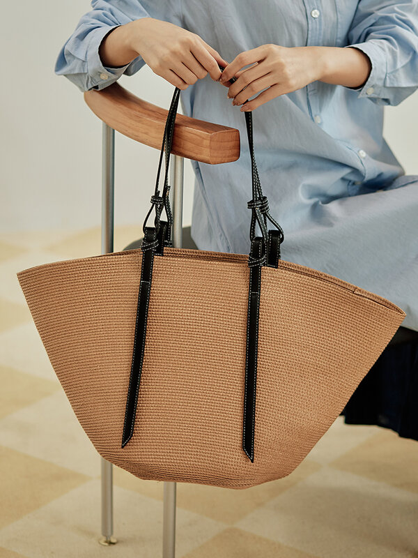 Versão coreana de palha bolsa feminina 2022 verão nova sacola de grande capacidade mão-tecido saco literário seaside férias saco