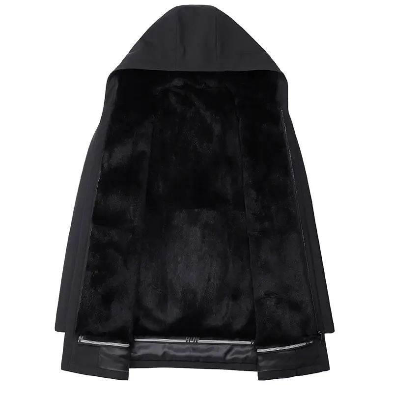 AYUNSUE зимние куртки для мужчин 2022 теплые пальто с капюшоном средней длины черная меховая Парка мужская куртка с кроличьей подкладкой и пальто SGG733