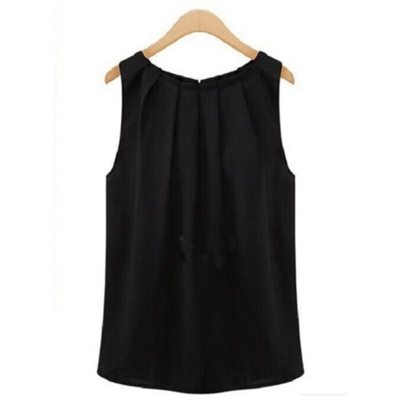 Bluse Tops Frauen neue Sommer T-Shirts Mode ärmellose Rundhals Chiffon Bluse billige Stoff koreanische Vestidos