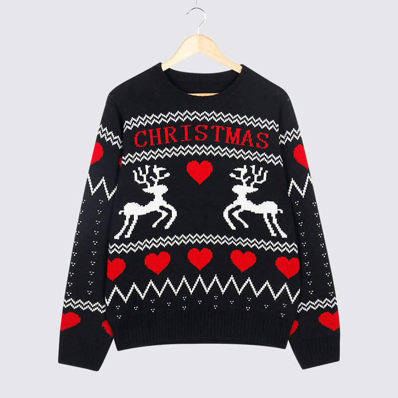 Женский Рождественский свитер, вязаный свитер с принтом, удобный теплый свитер с Санта-Клаусом, рождественской елкой, лосями, свитер с круглым вырезом