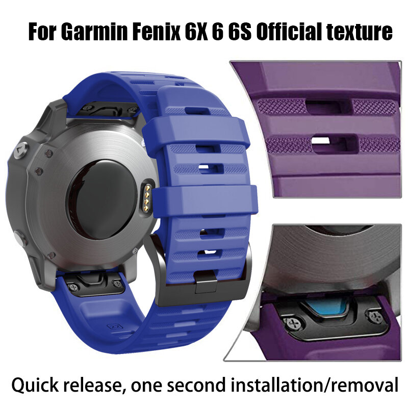 Ремешок для часов QuickFit 26 мм 22 мм, силиконовый браслет с сапфировой солнечной батареей для Garmin Fenix 7X 7 Pro 6X 6 Pro 5X 5 Plus, инстинкт 2
