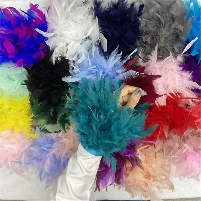 Puños de plumas de piel de pavo, pulsera de lazo de pelo suave, brazalete de plumas de colores divertidos, Círculo