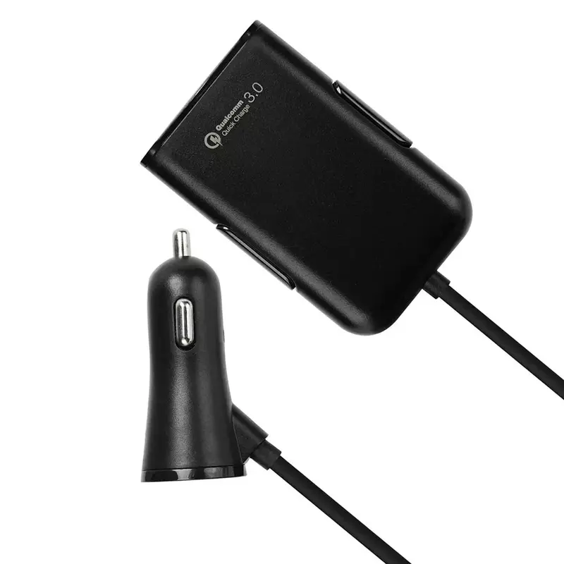 Qc3.0 pengisi daya ponsel cepat untuk mobil, satu untuk empat 4 Port Usb klip depan dan belakang USB pengisi daya mobil hitam