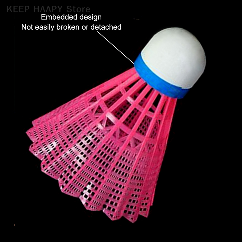 Разноцветные мячи для бадминтона, эластичные пластиковые игровые устойчивые к ветру цветные пластиковые резиновые тренировочные мячи для начинающих, 1 шт.