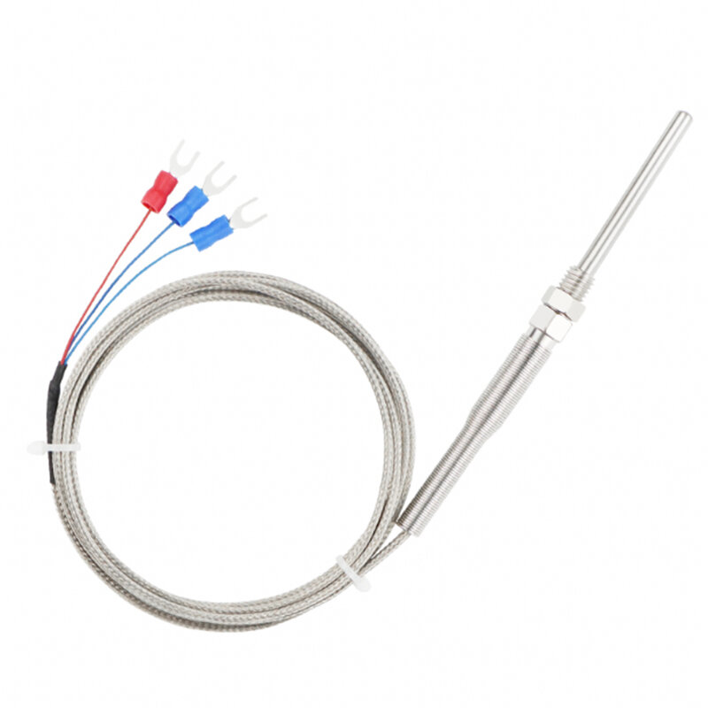 PT100 RTD Temperature Sensor Probe -50-400℃ 50/100mm 1-5meter Cable Thermocouple 50mm 100mm Probe Length Thermometers Measuring