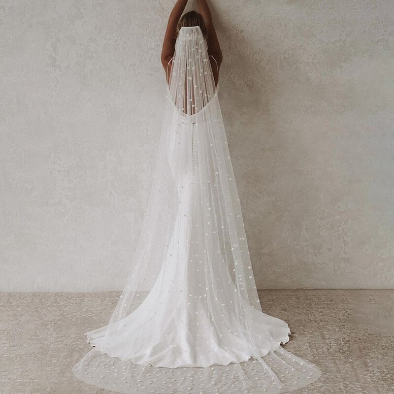 ชุดแต่งงานผ้าชีฟองทรงเอไลน์ทรงสูงสำหรับผู้หญิง2024ความยาวถึงพื้นแขนยาวเต็มชุดเดรสสำหรับเจ้าสาว
