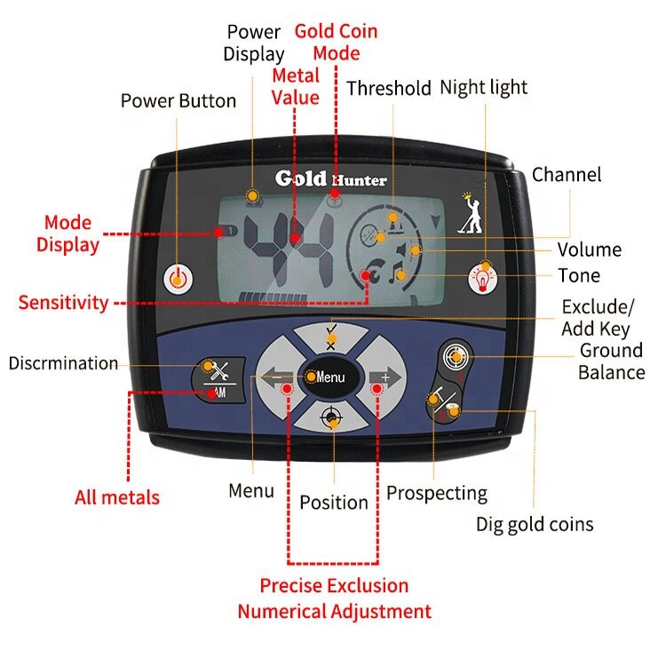 Detector de Metales subterráneo profesional, poste ajustable, buscador de oro, Detector de circuito de metales