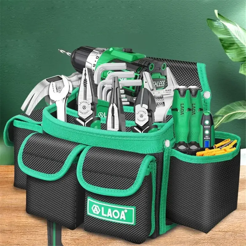 LAOA-Poudres à outils pour électricien, sac de taille d'électricien, outils magnétiques, sac de travail de charpentier épaissi, grande taille, haute qualité, 1680D