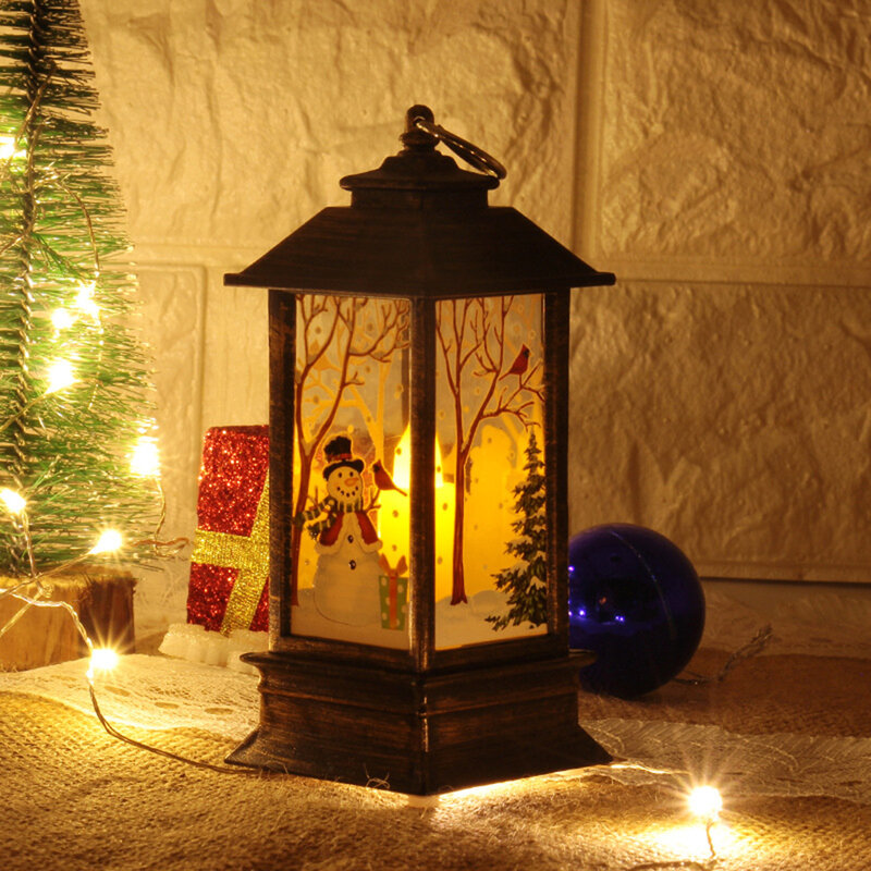 Linterna LED de Navidad para niños, decoración cálida de Santa Claus, Reno, regalo de vela, 2023