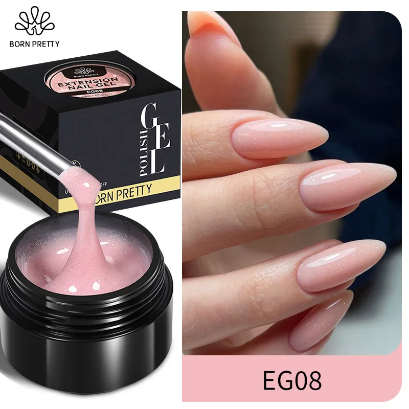BORN PRETTY 30ml Glitter Pink Hard Jelly Nail Extension Gel Nail Polish Milky White Clear Color Soak Off UV Construction Gel