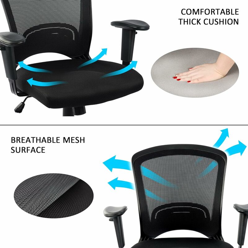 Офисное кресло HYLONE, компьютерное кресло для стола, Сетчатое вращающееся кресло для работы, регулируемые подлокотники, поддержка поясницы, регулируемая высота, качание,