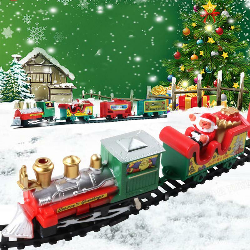Trem elétrico do Natal ajustado com carros da carga, brinquedo clássico, montagem de DIY, brinquedos educativos, construção do carro do trilho do divertimento