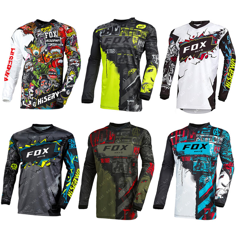 Long Sleeve Motocross Cycling Jersey BAT FOX Downhill T-Shirt Mountain Bike Shirts Motorcycle Enduro MTB Clothing ropa ciclismo